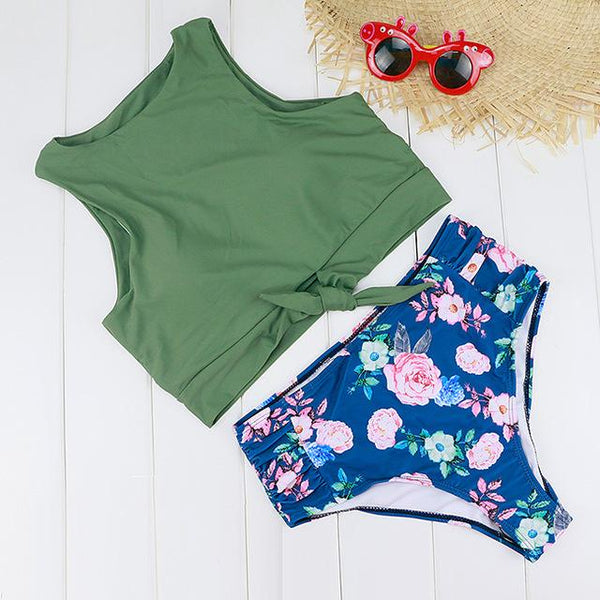 Blesskiss High Waist Swimsuit Women 2019 2 Two Piece Crop Top Tankini Set Swimwear Push Up Leopard Bathing Suit Swimming Suit
