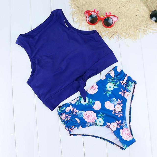 Blesskiss High Waist Swimsuit Women 2019 2 Two Piece Crop Top Tankini Set Swimwear Push Up Leopard Bathing Suit Swimming Suit