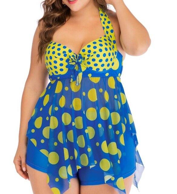 Plus Size L-4XL Two Pieces Swimsuit Swimwear Women 2019 Push Up Top Tankini Skirt Female Large size Swimwear Bathing Suits