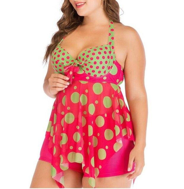 Plus Size L-4XL Two Pieces Swimsuit Swimwear Women 2019 Push Up Top Tankini Skirt Female Large size Swimwear Bathing Suits