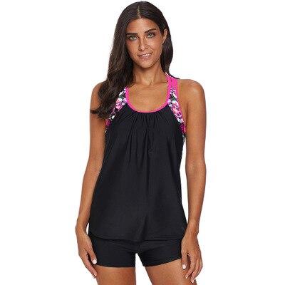 Womens Blouson Striped Printed Strappy T-Back Push up Tankini Top with Shorts XXL Plus size swimwear