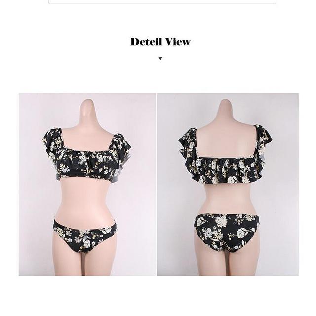 Women's two pieces SwimSuit with ruffle tankini top&Low waist bottom Push up swimwear beachwear bathing suit
