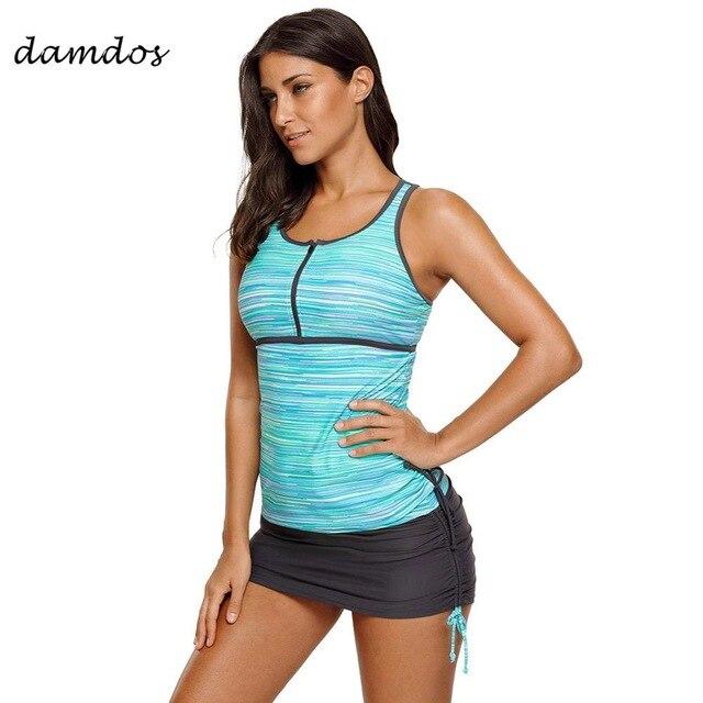 Bikini 2019 Plus Size Swimsuit Bathing Suit Women Two Pieces Tankini Tops add Bikini Bottoms Swimsuit Striped Backless Swimwear