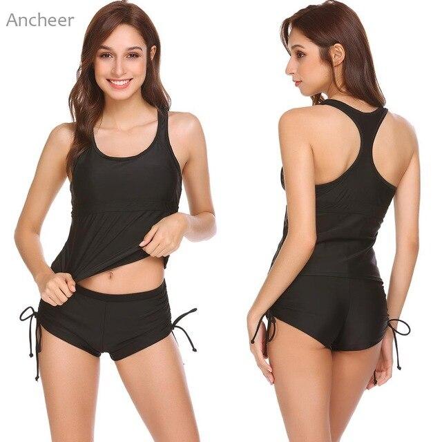 Women's Swimsuits Racerback Stretchy Women Swimwear Padded Swimsuit Two Piece Tankini Top Sets