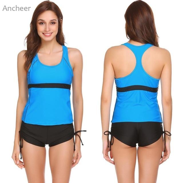 Women's Swimsuits Racerback Stretchy Women Swimwear Padded Swimsuit Two Piece Tankini Top Sets