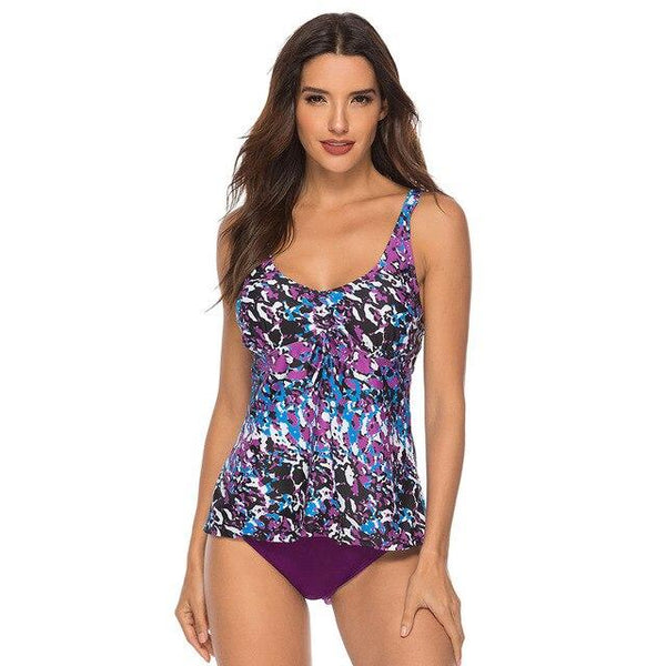 2019 Sexy Retro Print 2 Pcs Tankini Top Swimwear Women Plus size Swimsuit Push up Bikini Female Ruched Tummy Control Bathingsuit