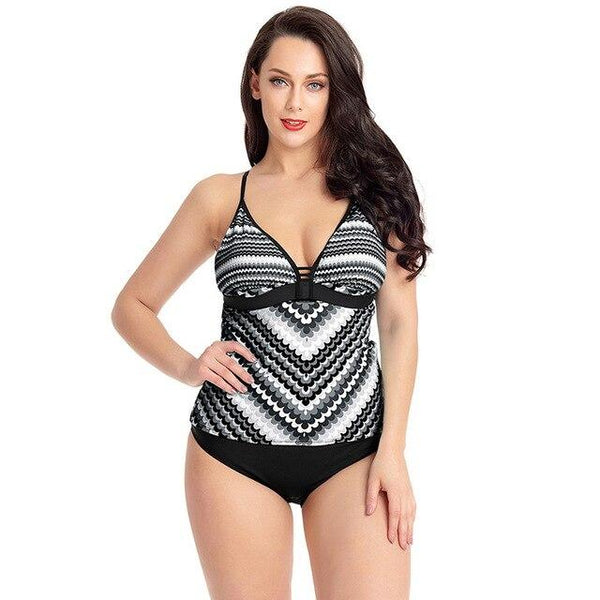 Bsubseach Women Swimwear Two- Piece 2019 V Neck Geometric Print Tankini Tops Swimsuit Shorts Beach Set Costume Da Bagno Donna