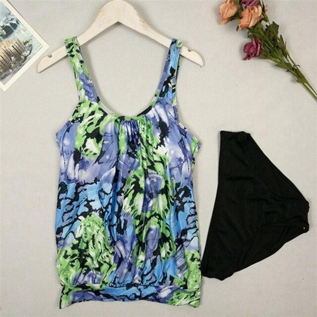 Tank Heart Print Biquini Plus Size Swimwear Women Tankini Top Two Piece Swimsuit with shorts badpak Swim Bathing Suit bikinis