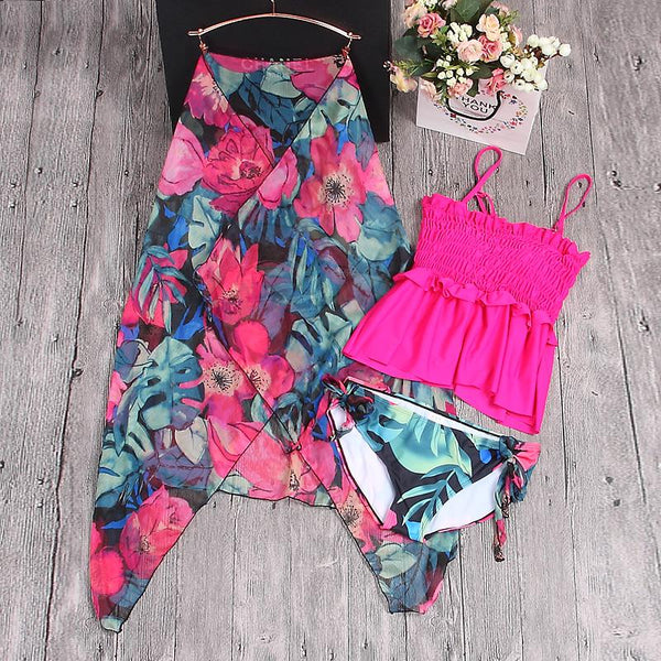 Swimsuit Tankini Top Real Women Spandex A Variety Of Wear Sexy Small Chest Gather Points Split Yarn Cover Belly Korean Swimwear