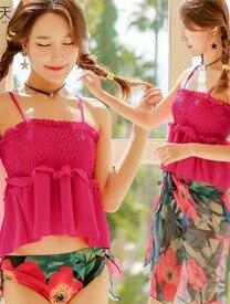 Swimsuit Tankini Top Real Women Spandex A Variety Of Wear Sexy Small Chest Gather Points Split Yarn Cover Belly Korean Swimwear