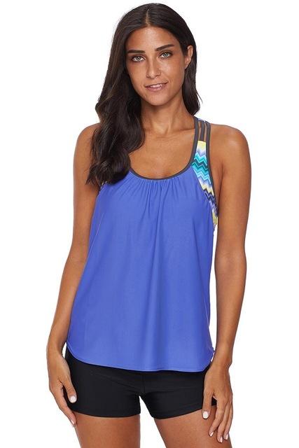 Two Pieces Swimsuit Women Push Print Insert Racerback Tankini Set Top with Shorts Bikini Female Beach Swimwear LC411023