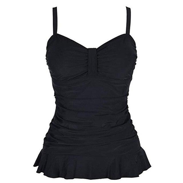 biquinis feminino 2019 Women's Swim Top Padded Ruffle Hem Shirred Swimwear Tankini Swimsuit Tops tankini swimsuits women mayo