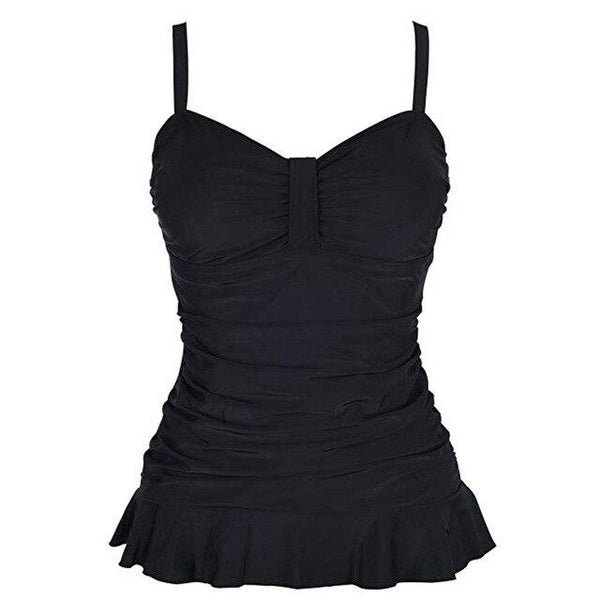 biquinis feminino 2019 Women's Swim Top Padded Ruffle Hem Shirred Swimwear Tankini Swimsuit Tops tankini swimsuits women mayo