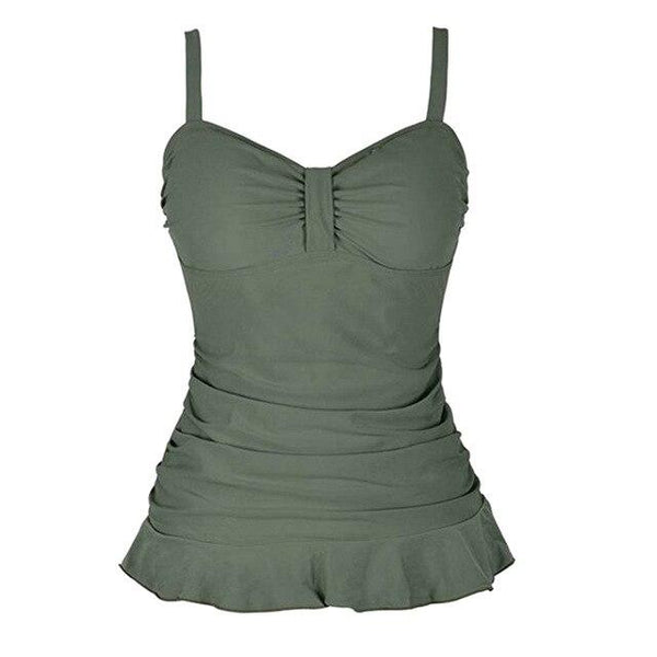 biquinis feminino 2019 Women's Swim Top Padded Ruffle Hem Shirred Swimwear Tankini Swimsuit Tops tankini swimsuits women mayo