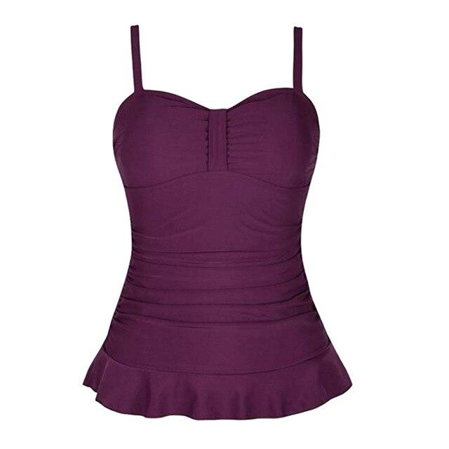 biquinis feminino 2019 Women's Swim Top Padded Ruffle Hem Shirred Swimwear Tankini Swimsuit Tops tankini swimsuits women mayo
