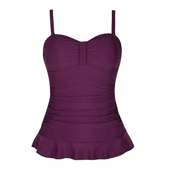 biquinis feminino 2019 Women's Swim Top Padded Ruffle Hem Shirred Swimwear Tankini Swimsuit Tops tankini swimsuits women mayo