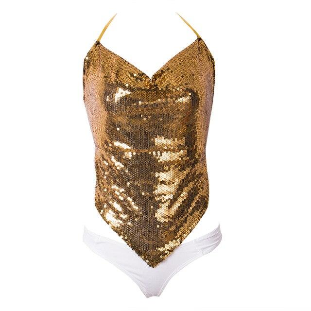 2019 HOT Women's two-piece suit swimsuit tankini sexy sequins top white thong swimsuit beachwear