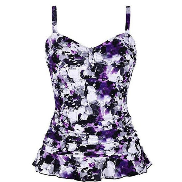 biquinis feminino 2019 Women's Swim Top Padded Ruffle Hem Shirred Swimwear Tankini Swimsuit Tops tankini swimsuits women mayo