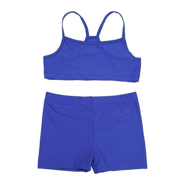 TiaoBug Kids Girls Tankini Crop Top with Bottoms Shorts Sports Set Children Gymnastics Workout Swimming Beachwear Swimwear Set