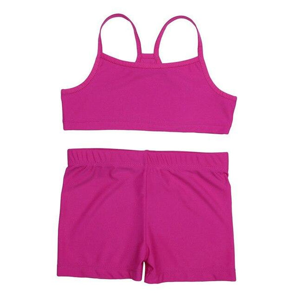 TiaoBug Kids Girls Tankini Crop Top with Bottoms Shorts Sports Set Children Gymnastics Workout Swimming Beachwear Swimwear Set