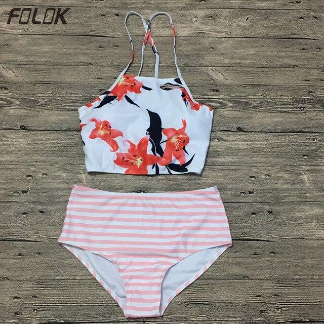 Sweet Lovely Tankini Padded Top High Waist Swimsuit Women Bathing Suit Female Bikini Beach Wear Sexy Swimwear