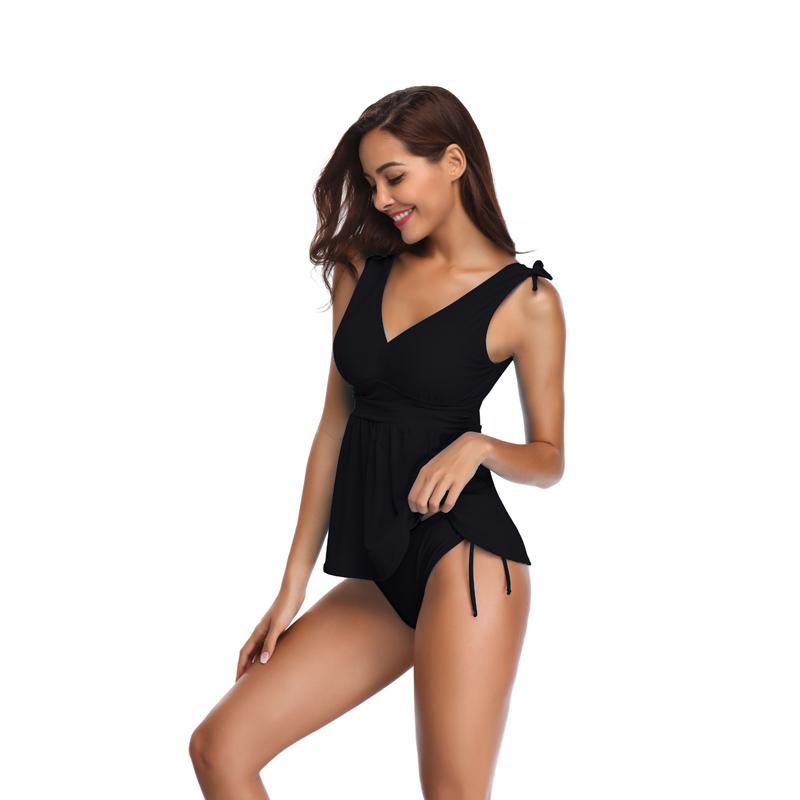 Shekini 2018 Real Bikinis Biquini Infantil Swimwear Women Solid Color Tankini With Padded Top Tie Side Shorts Women Swimsuit