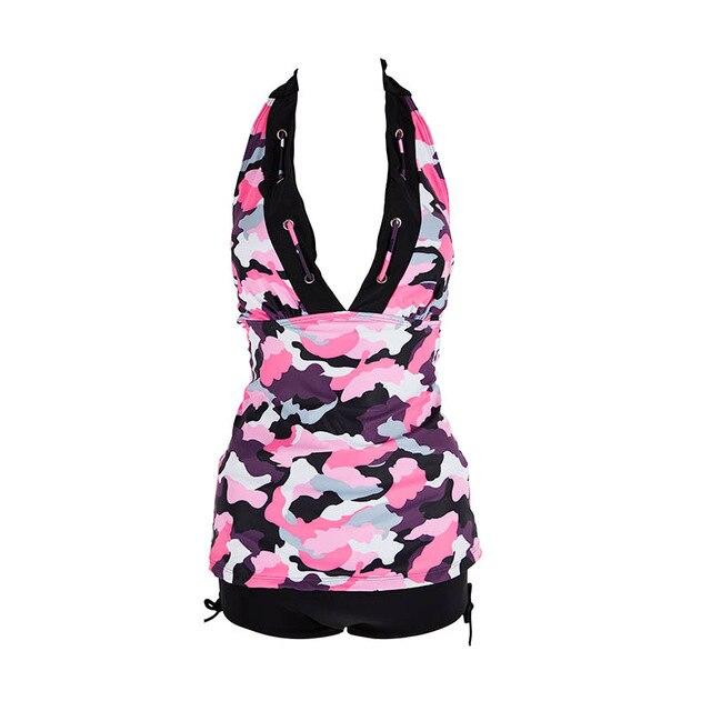 KNLPJYQ Deep V Swimwear Tankini Colorful Printed Top with Strappy Box Shorts Swimsuit Women Bather Two Pieces Swimming Suits