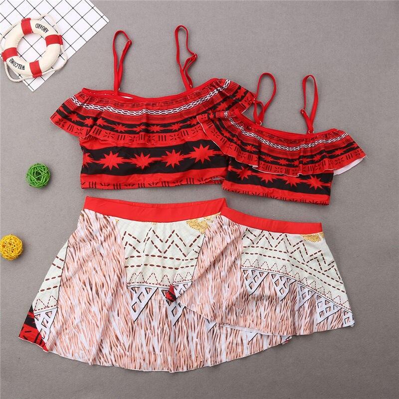 2019 Family Matching Swimwear Mother Daughter Swimsuit Summer Bathing Suit Women Girls Bikini Tankini Crop Top+Skirt 2pcs