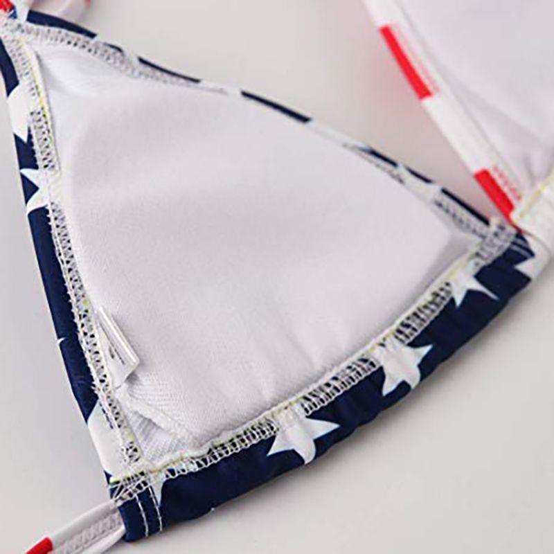 Women Tankini Flag Printed Halter Top Push Up Bikini Swimwear Lady Bikini Swimsuit Adult Beach Suit