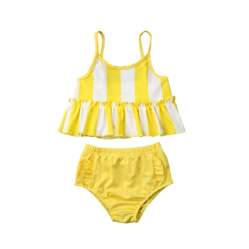 Kids Baby Girls Swimming Tankini Bikini Set Stripe Crop Tops Shorts Swimwear Beach Swimsuit Two-Piece Bathing Suits