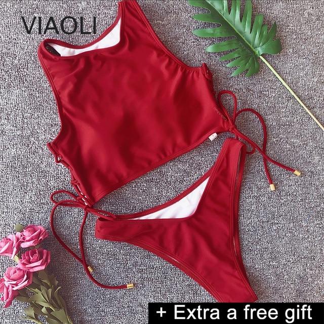 Bikini swimsuit women swimming suits mid waist bikinis tankinis swimsuit tank tops bathing suits blue vest swimwear