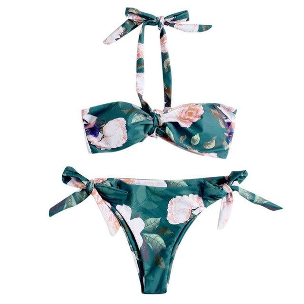 KANCOOLD Women Split Swimwear Bikini Set Tropical Floral Print Top Female Brazilian Bathing Suit Swimsuit Swim Maillot Tankini