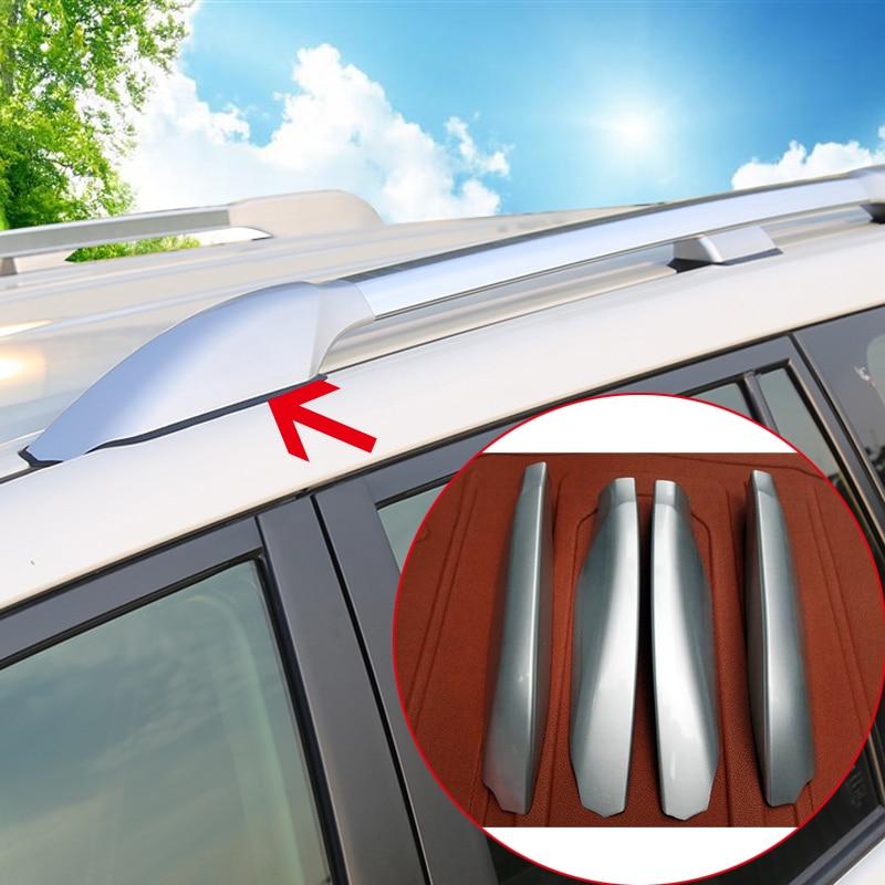 For Toyota Land Cruiser Pardo FJ150 2010-2018 Car styling Car Roof Rack Bar Rail End Protection Cover Shell Black & Silver