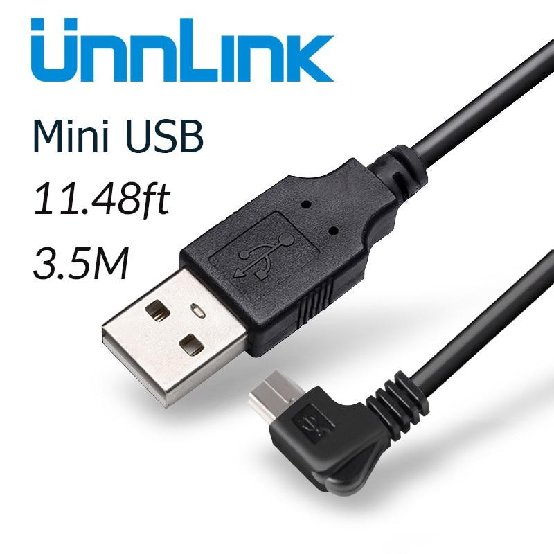 Unnlink Mini USB Cable 3.5meter DC 5V 2A Current Copper Core Wire Power Supply Cable Cord For Car Dash Camera Recorder DVR GPS