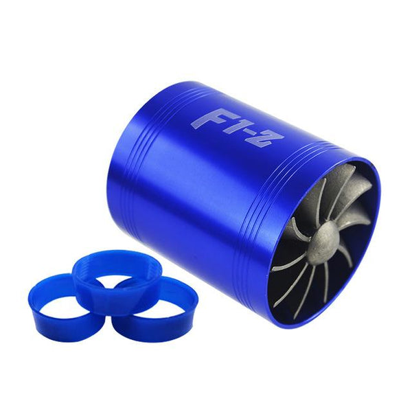 FREE SHIPPING F1-Z Double Supercharger Turbine Turbo Charger Air Intake Gas Fuel Saver Fan VR-FSD11