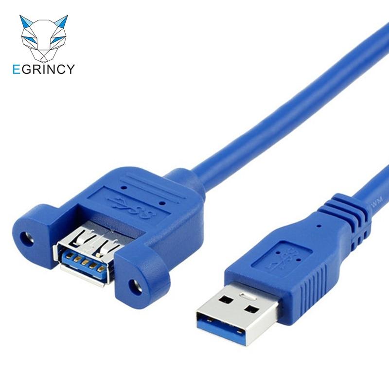 EGRINCY USB3.0 Extension Cable USB 3.0 Cable Male to Female Data Sync With Screw Panel Mount Connector For PC Printer Hard Disk