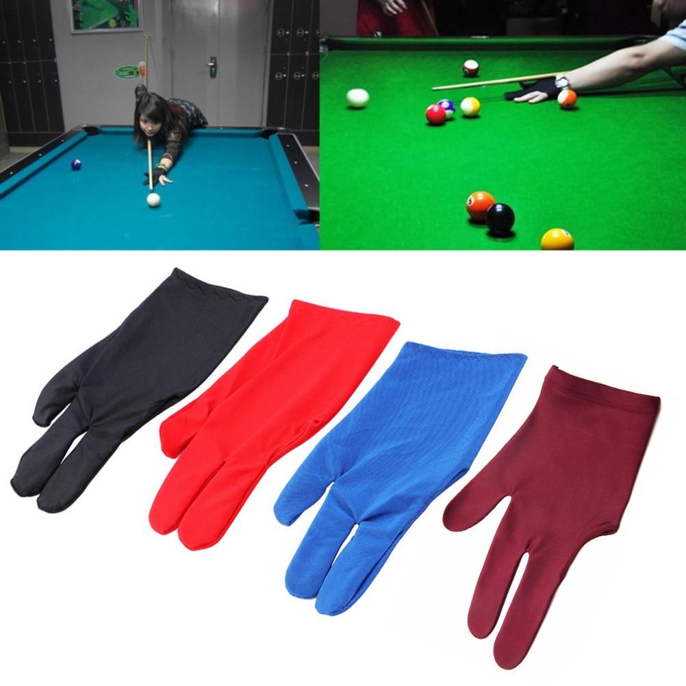 4 Colors Spandex Snooker Billiard Cue Glove Pool Left Hand Open Three Finger Accessory for Unisex Women and Men