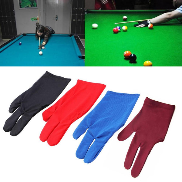 4 Colors Spandex Snooker Billiard Cue Glove Pool Left Hand Open Three Finger Accessory for Unisex Women and Men