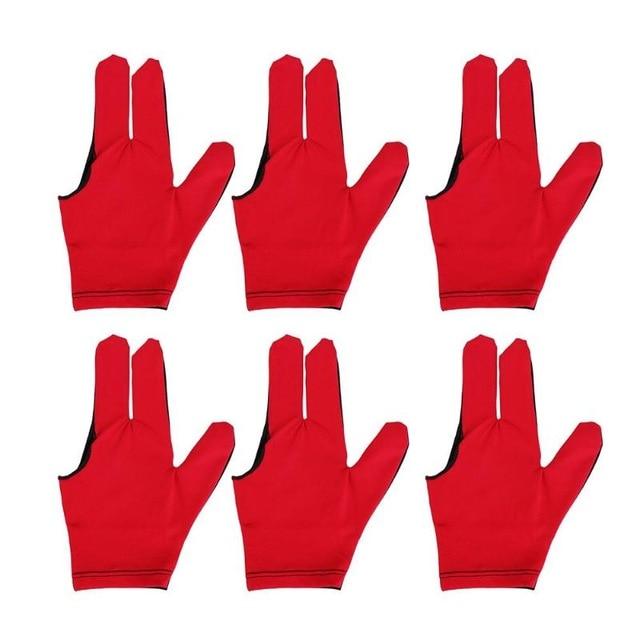 6pcs Cue Billiard Pool Shooters 3 Fingers Left hand Gloves Nine-ball French Billiard Gloves Chinese Snooker Billiard Accessories