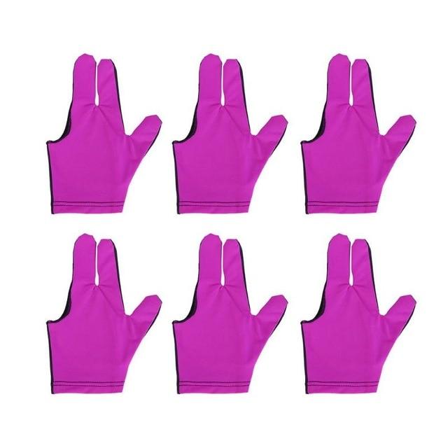 6pcs Cue Billiard Pool Shooters 3 Fingers Left hand Gloves Nine-ball French Billiard Gloves Chinese Snooker Billiard Accessories