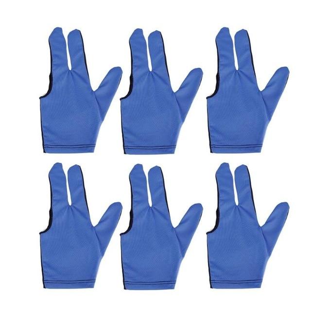 6pcs Cue Billiard Pool Shooters 3 Fingers Left hand Gloves Nine-ball French Billiard Gloves Chinese Snooker Billiard Accessories