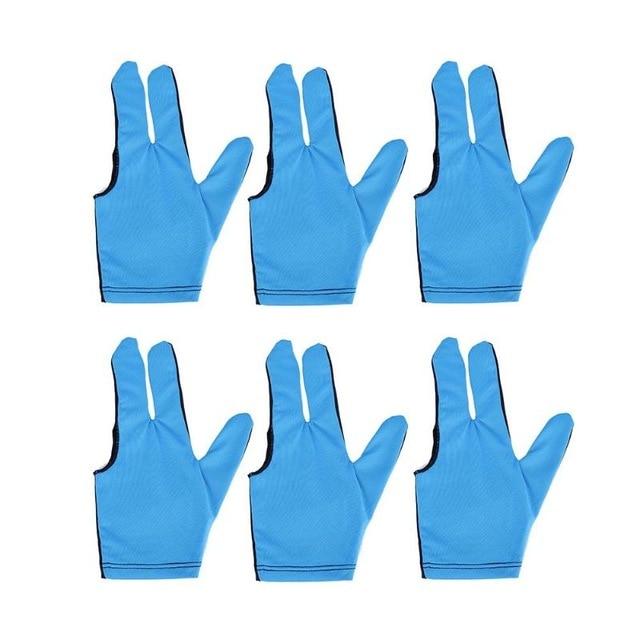 6pcs Cue Billiard Pool Shooters 3 Fingers Left hand Gloves Nine-ball French Billiard Gloves Chinese Snooker Billiard Accessories