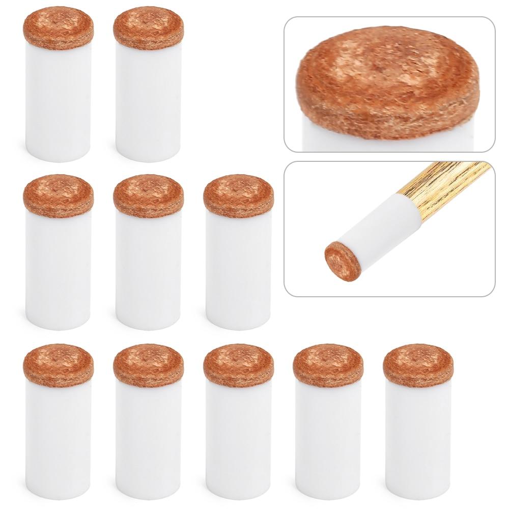 10PCS Pool Cue Tips Professional Snooker Supplies Hard Plastic Cue Stick Ferrules Billiard Cue Head 12MM / 13MM