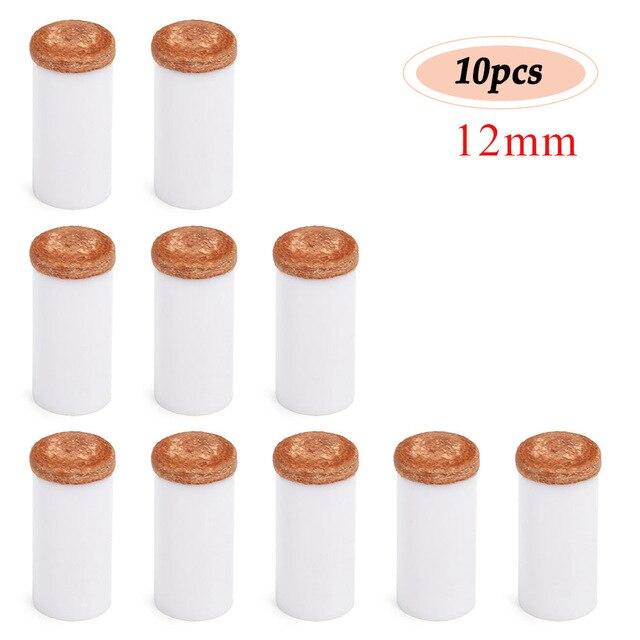 10PCS Pool Cue Tips Professional Snooker Supplies Hard Plastic Cue Stick Ferrules Billiard Cue Head 12MM / 13MM