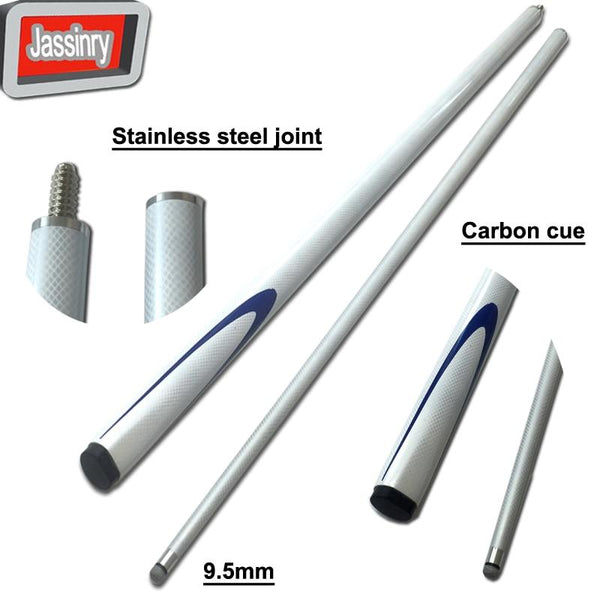 free shipping 9.5mm white carbon snooker cues 1/2 split stainless steel joint Pool Billiards cue sticks Billiards accessories