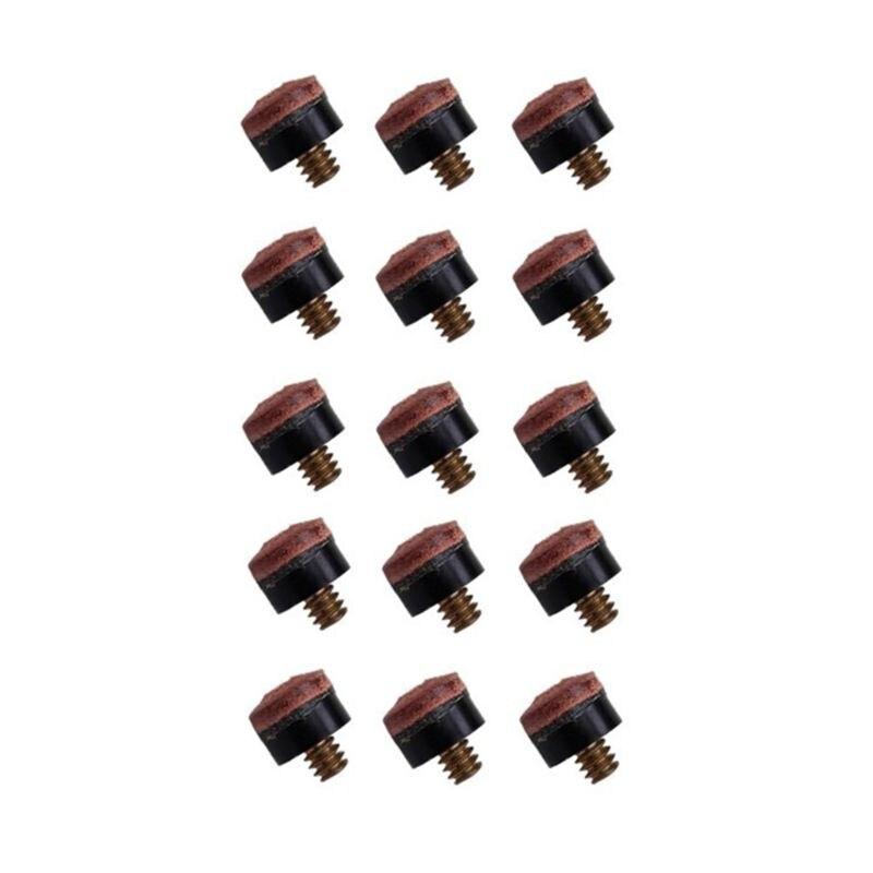 15Pcs 13mm/0.51in Screw-on Pool Cues Tips Replacement Professional Billiard Balls Supply Repair Tool Snooker Game Club Accessory