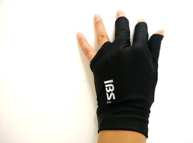Free shipping 10pcs/lot IBS billiard pool snooker three-fingers glove red/blue/black fabric half-finger gloves billiard suppiles