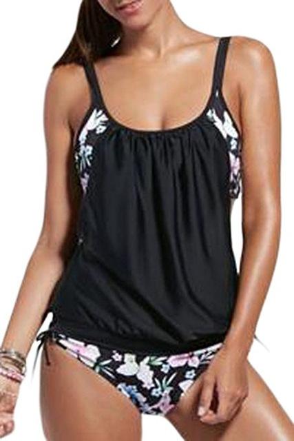 2017 S - XXXL Plus Size Stripes Lined Up Double Up Tankini Top Swimwear Women Sport push up bikini set two piece swim suits