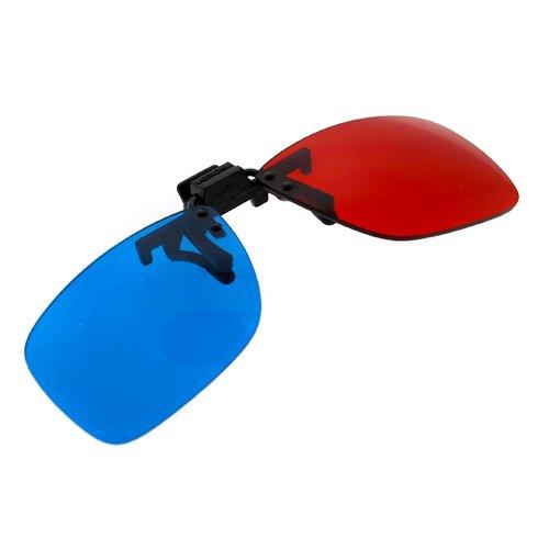 HFES New 2x Red and Cyan Glasses Fits over Most Prescription Glasses for 3D Movies, Gaming and TV (1x Clip On ; 1x Anaglyph st
