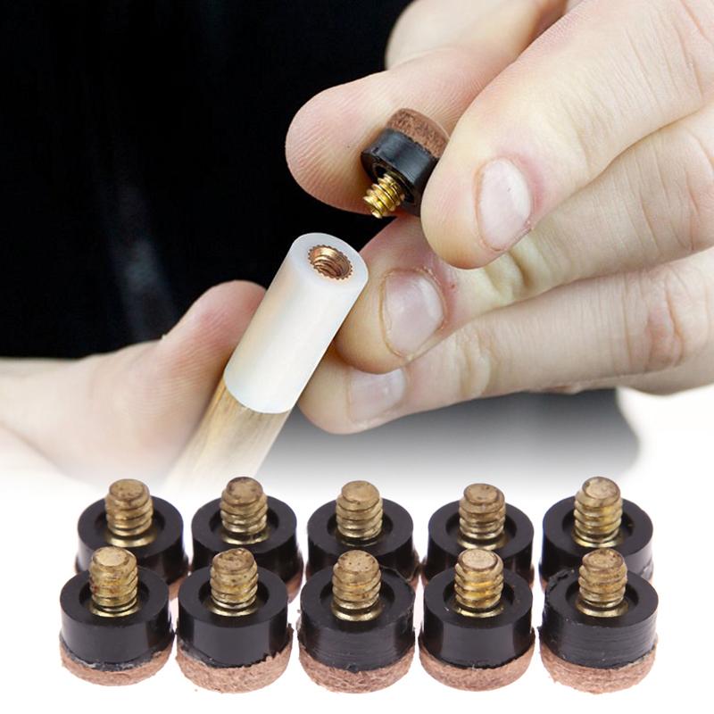 10Pcs 10mm Screw On Cue Tips For Pool Snooker Billiards Cue Tip Replacement Parts